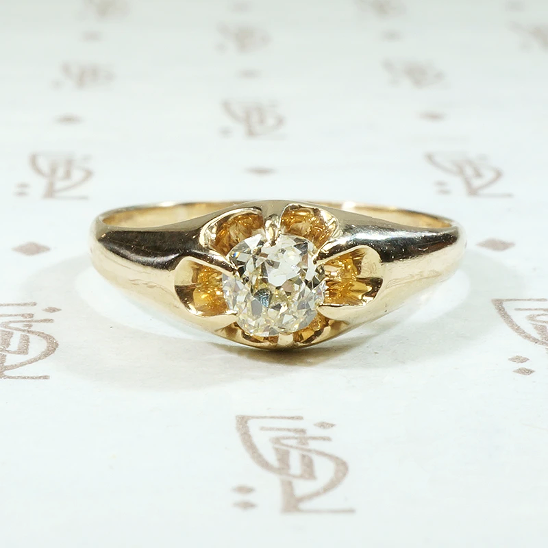 Fabulously Funky Old Mine Diamond in Belcher Engagement Ring
