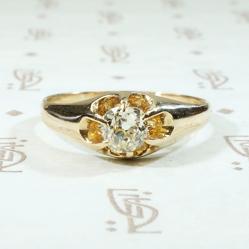Fabulously Funky Old Mine Diamond in Belcher Engagement Ring