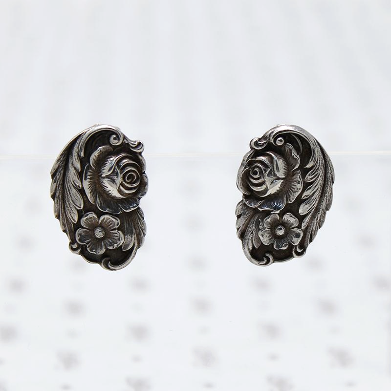 Romantic Floral Silver Earrings by S. Kirk & Son