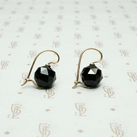 Antique Faceted Onyx Ear Bobs
