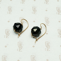 Antique Faceted Onyx Ear Bobs