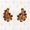 Hollycraft amber rhinestone clip earrings