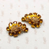 hollycraft amber rhinestone clip earrings
