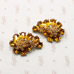hollycraft amber rhinestone clip earrings