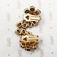 hollycraft amber rhinestone clip earrings