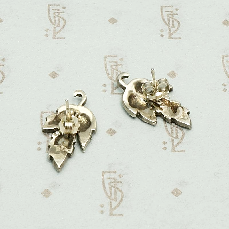 Dramatic Silver and Marcasite Leaf Earrings 