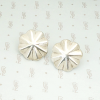 Fluted Flower Large Silver Earrings