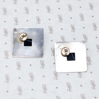 Graphic Silver Square & Agate Pyramid Earrings
