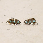 Delicate Silver Leaf & Turquoise Studs