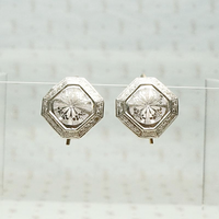Exquisite Engraving Platinum and Gold Conversion Earrings