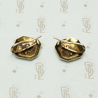 Exquisite Engraving Platinum and Gold Conversion Earrings
