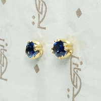 Cornflower Blue Sapphire Studs in Fancy Gold Prong Settings