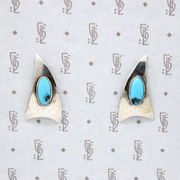 Jaunty Silver Triangle Earrings with Turquoise