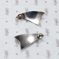 Jaunty Silver Triangle Earrings with Turquoise