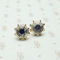 Incredible Retro Sapphire Stud Earrings