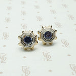 Incredible Retro Sapphire Stud Earrings