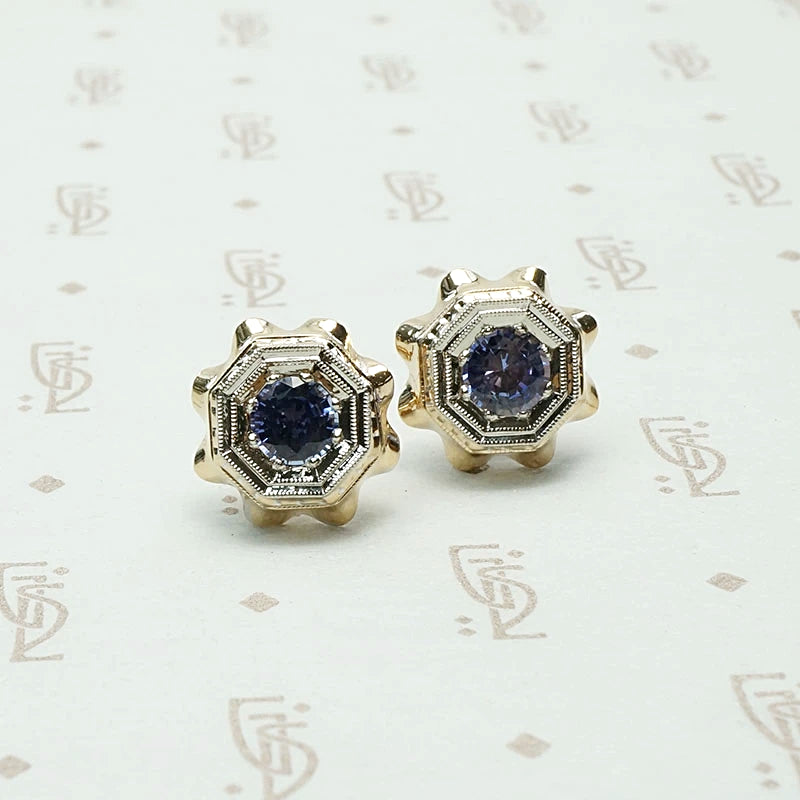 Incredible Retro Sapphire Stud Earrings