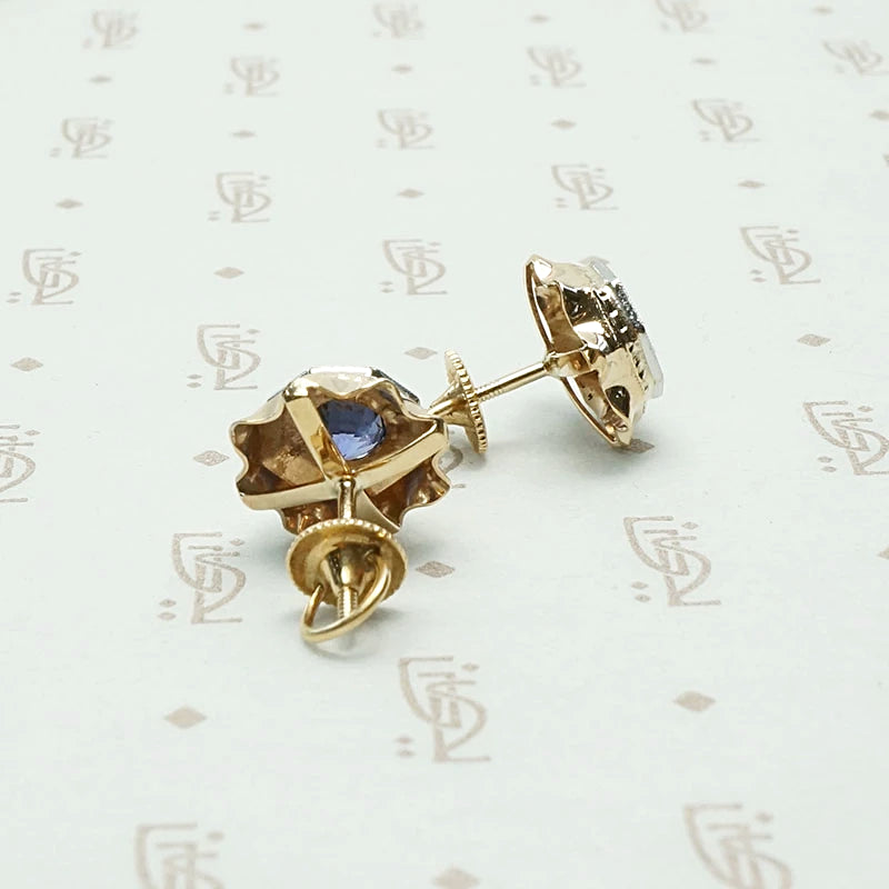 Incredible Retro Sapphire Stud Earrings