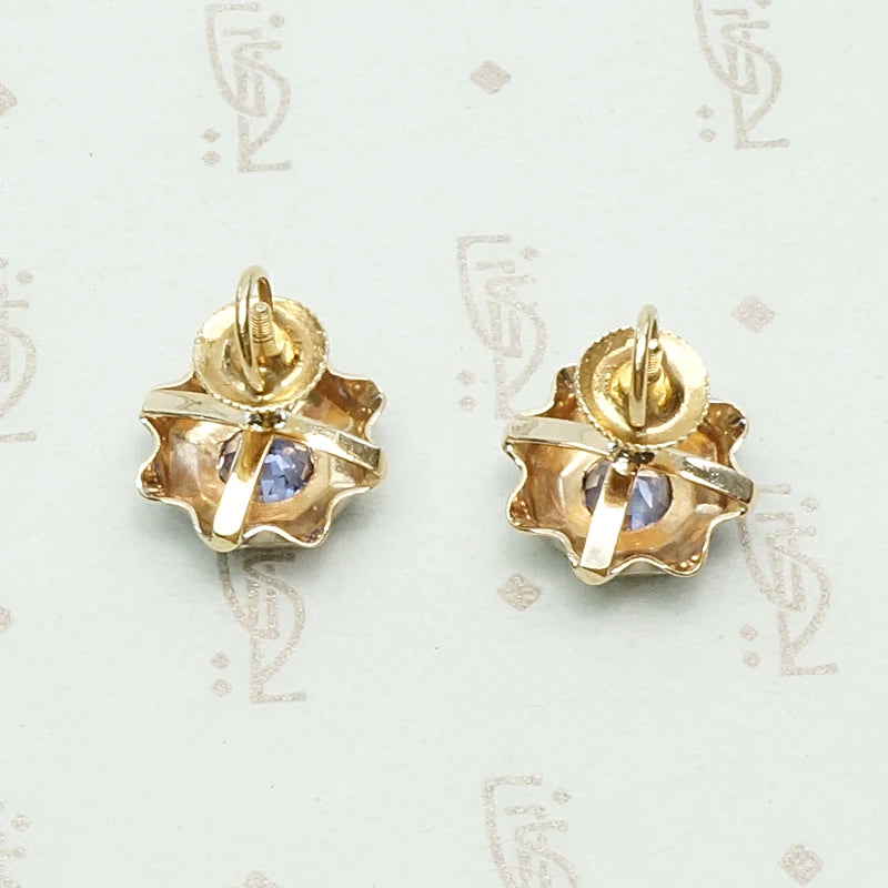 Incredible Retro Sapphire Stud Earrings