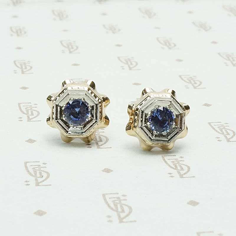Incredible Retro Sapphire Stud Earrings