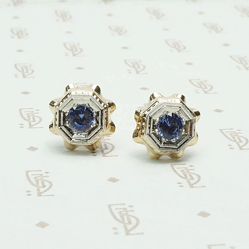 Incredible Retro Sapphire Stud Earrings