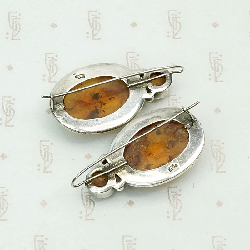 Dramatic Amber Earrings in Silver