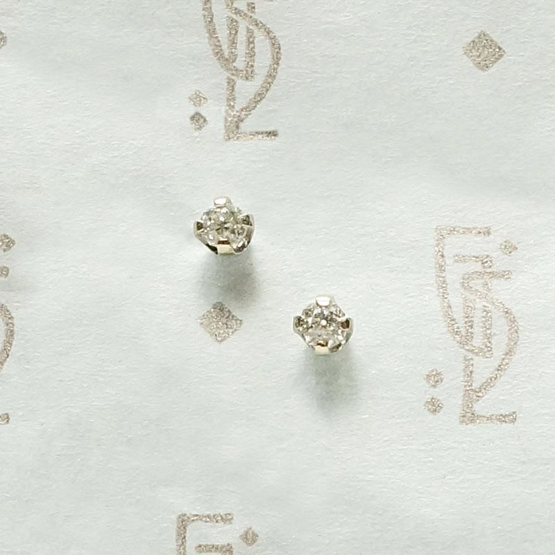 Petite Vintage Diamond Studs in White Gold