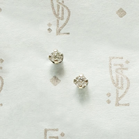 Petite Vintage Diamond Studs in White Gold