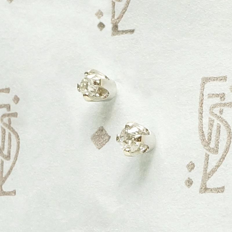 Petite Vintage Diamond Studs in White Gold