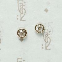 Bezel Set Old European Cut Diamond Stud Earrings in White Gold