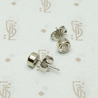 Bezel Set Old European Cut Diamond Stud Earrings in White Gold