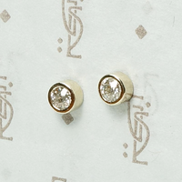 Bezel Set Old European Cut Diamond Stud Earrings in White Gold