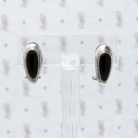 Onyx in Sterling Silver Hinged Earrings