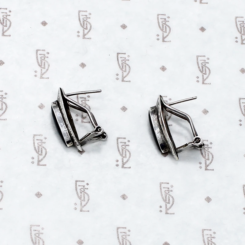 Onyx in Sterling Silver Hinged Earrings