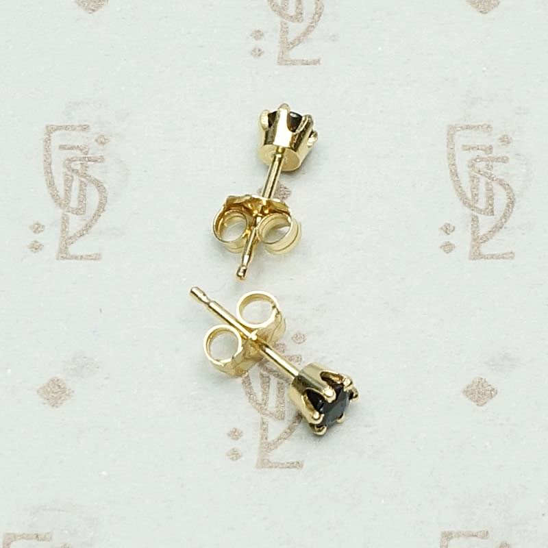 Midnight Blue Sapphire Studs in Six-Prong Gold Settings