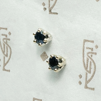 Indigo Blue Sapphire Studs in White Gold Baskets