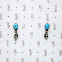 Sweet Leaf Dangle Earrings in Silver & Turquoise