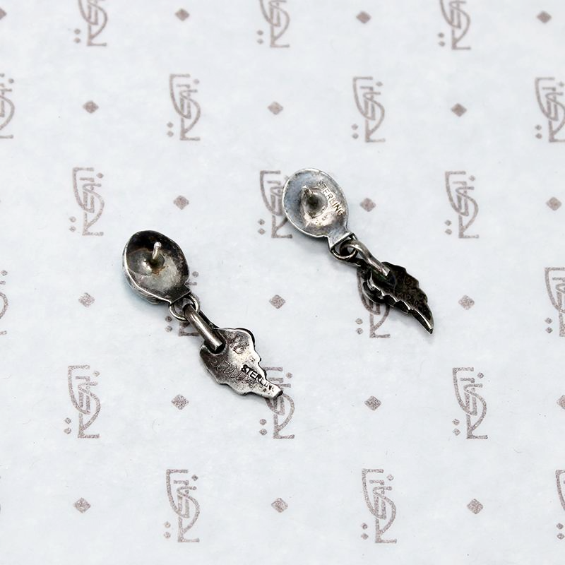 Sweet Leaf Dangle Earrings in Silver & Turquoise