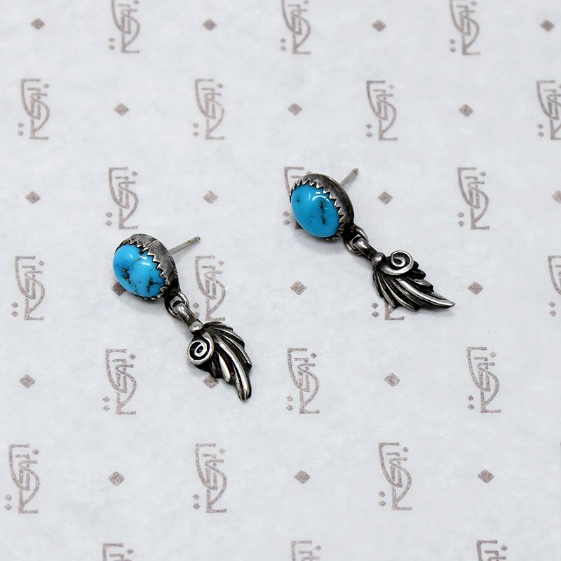Sweet Leaf Dangle Earrings in Silver & Turquoise