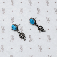 Sweet Leaf Dangle Earrings in Silver & Turquoise
