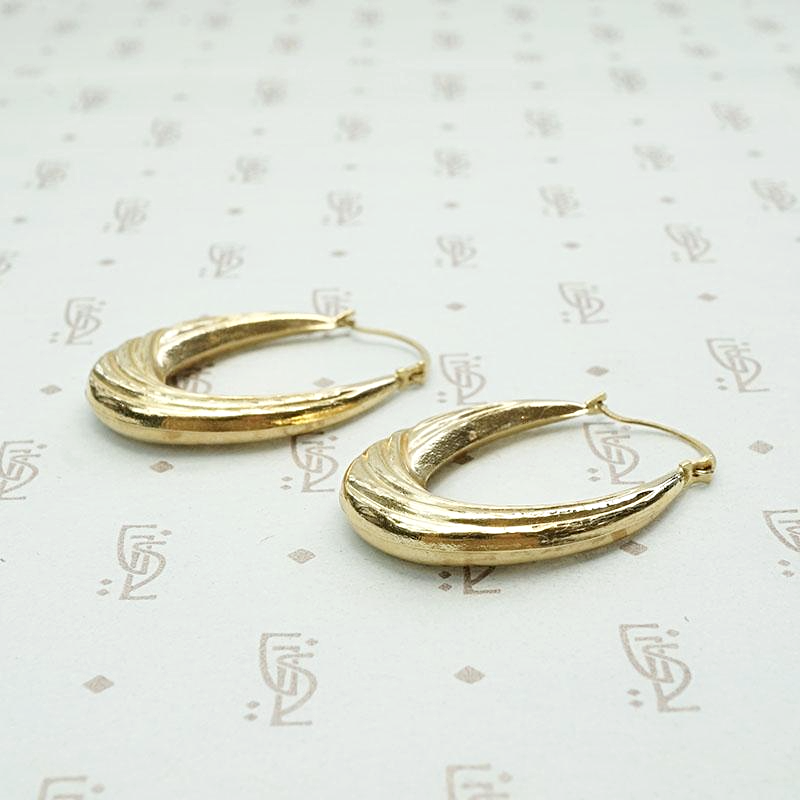 Vintage Grooved Oval Gold Hoops