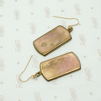 Damascene Japanese Village Panel Earrings