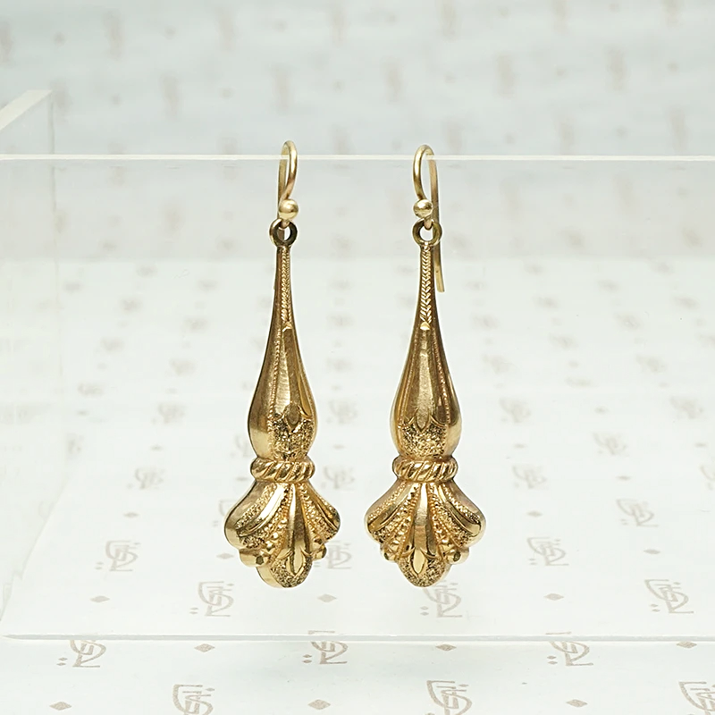 Engraved Gold Filled Victorian Drop Earrings