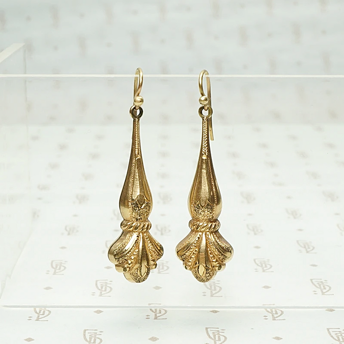 Engraved Gold Filled Victorian Drop Earrings