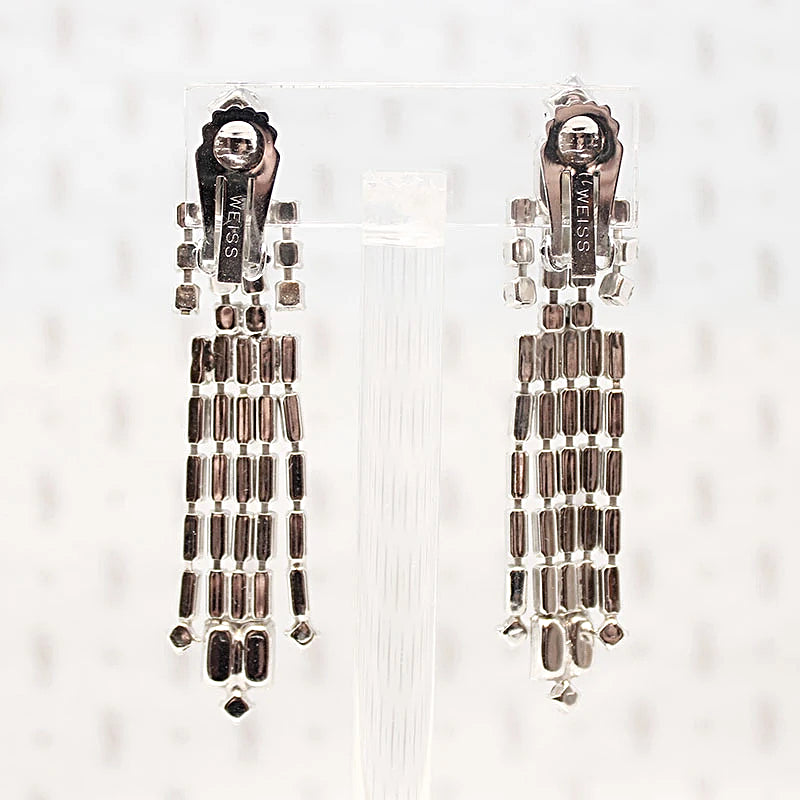 Incredible Cascading Rhinestone Earrings by Weiss