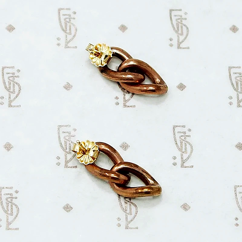 Vintage Rosy Chain Link Earrings