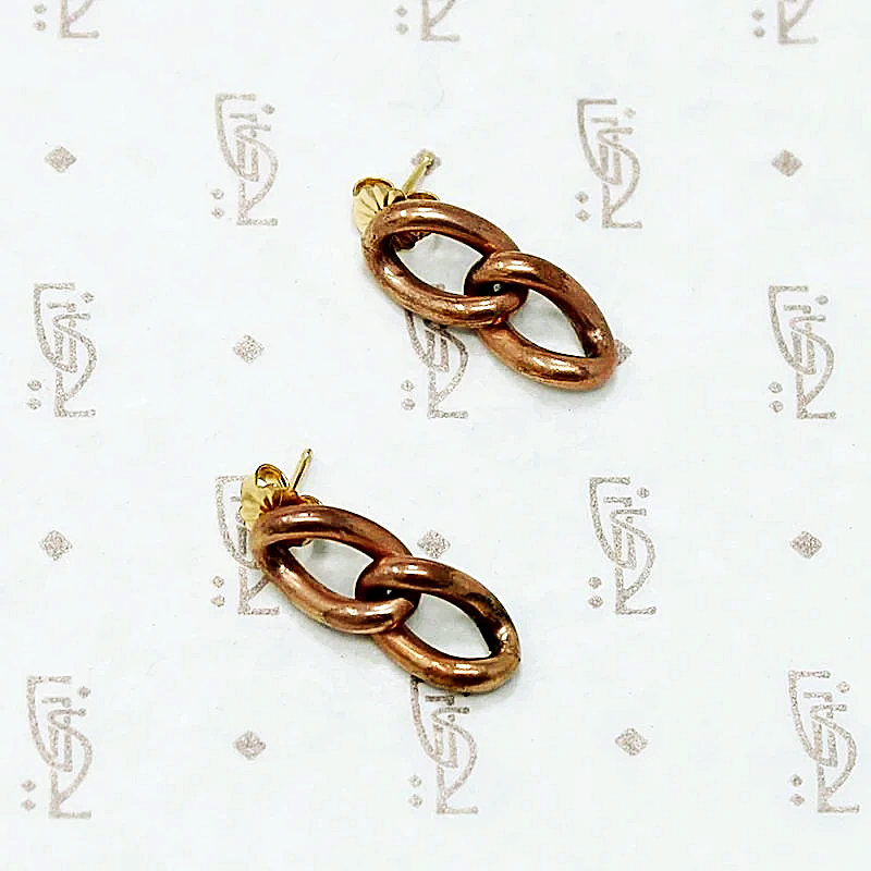 Vintage Rosy Chain Link Earrings