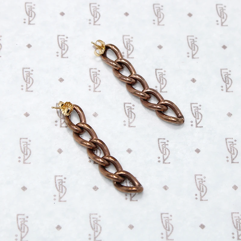 Rosy Gold Filled Chain Dangle Earrings