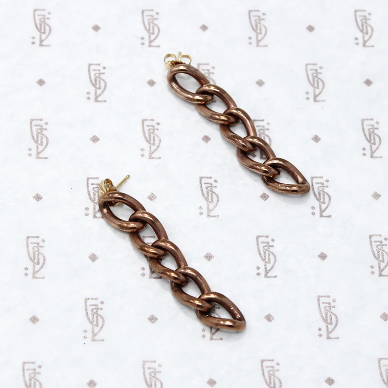 Rosy Gold Filled Chain Dangle Earrings
