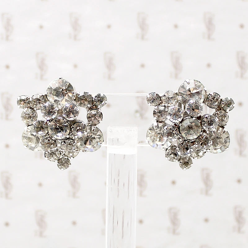 Shining Star White Rhinestone Cluster Earrings